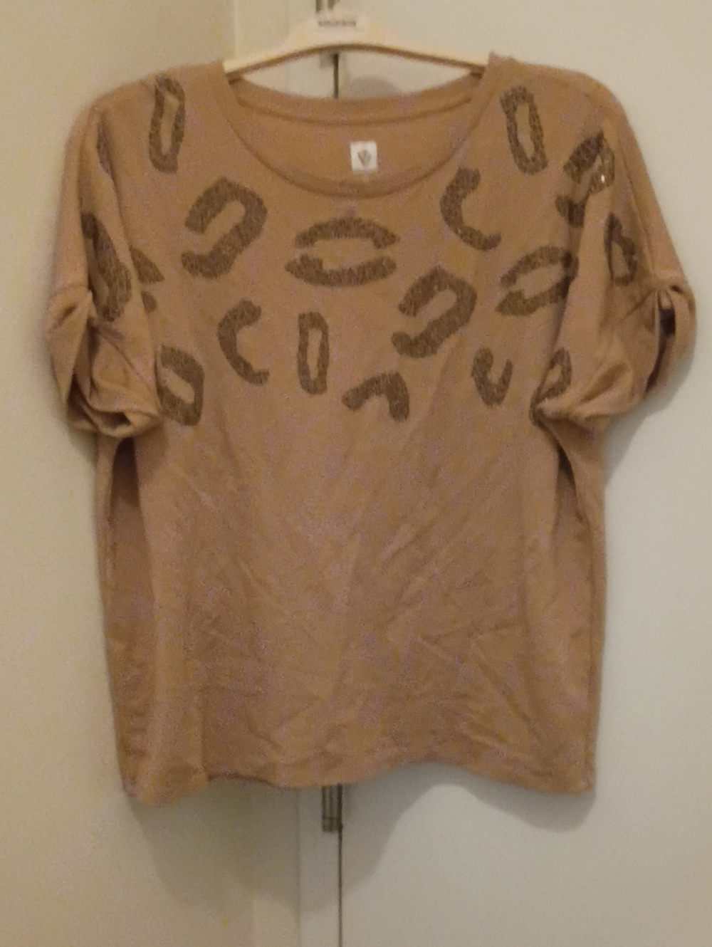 Anne Klein Tan Crew Neck Short Sleeve Top